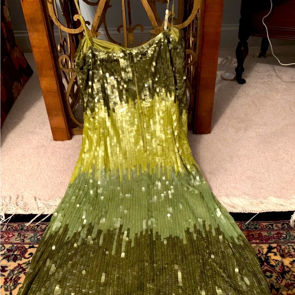 Adrianne Papell Sequined Ombré Green Party Dress (8)